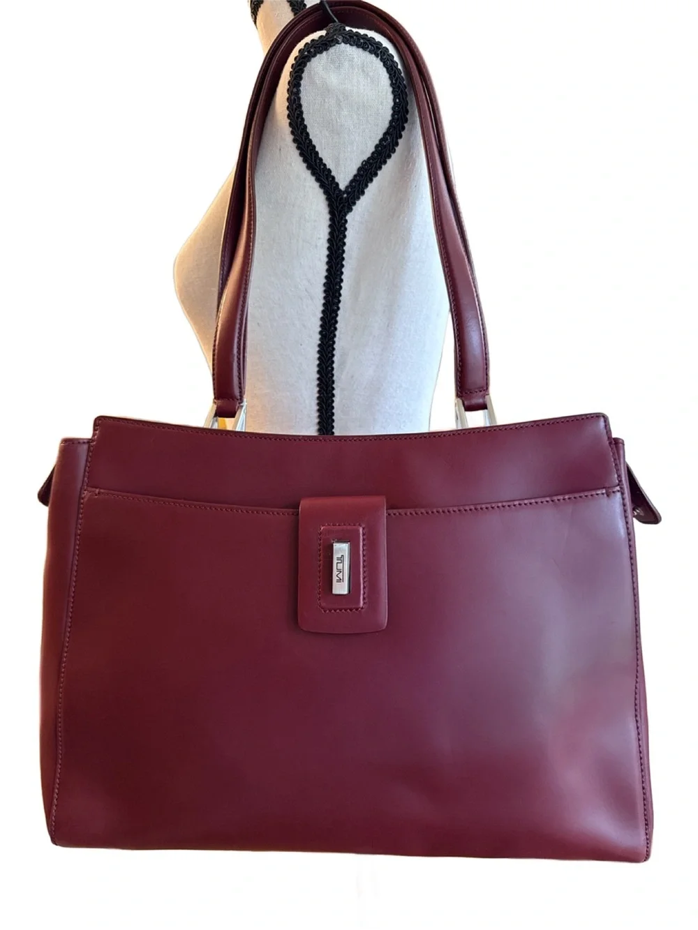 TUMI Vintage Napa Leather Executive Laptop Tote Burgandy Bordeaux Business Bag